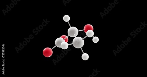 Polylactic acid molecule, rotating 3D model of thermoplastic polyester, looped video on a black background photo