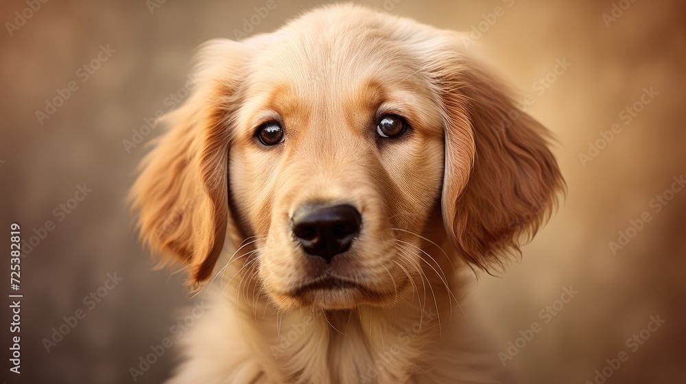 Radiant Golden Retriever Puppy Basking in Sunlight Portrait - Generative AI