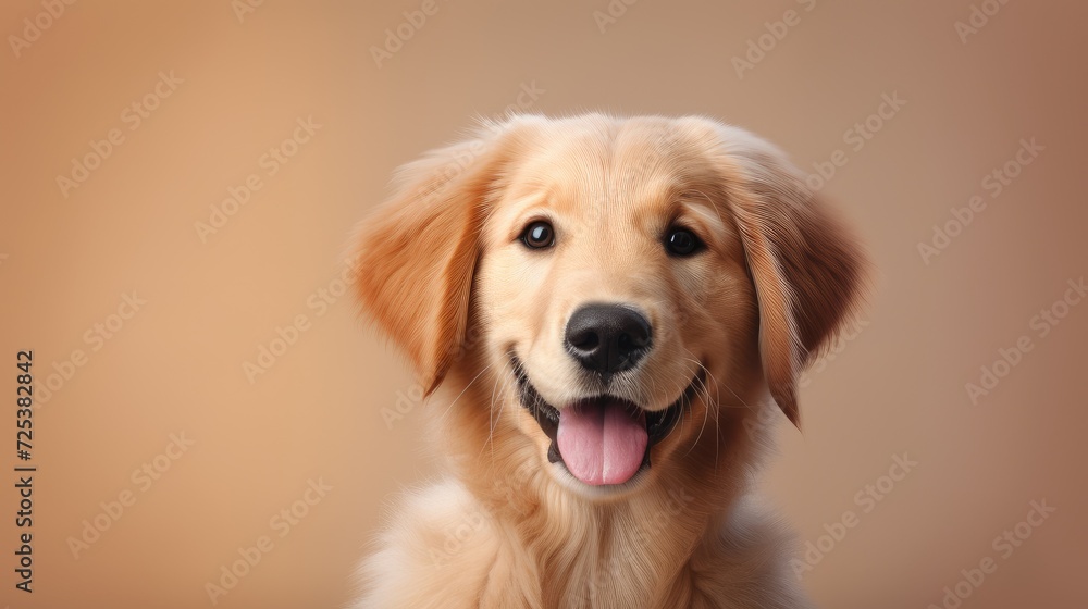 Obraz premium Radiant Golden Retriever Puppy Basking in Sunlight Portrait - Generative AI