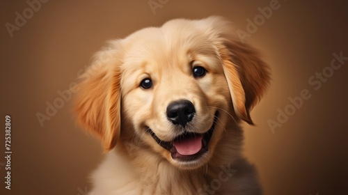 Radiant Golden Retriever Puppy Basking in Sunlight Portrait - Generative AI