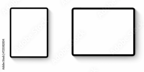 Black Tablet Mockups With Blank Vertical and Horizontal Screens, Isolated on White Background. Vector Illustration