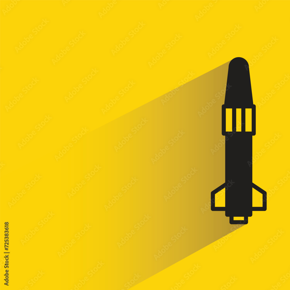 Fototapeta premium missile and rocket with shadow on yellow background