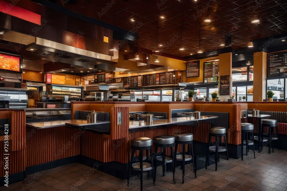 Interior of a fast food restaurant