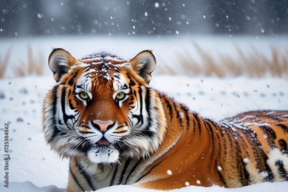 Obraz premium siberian tiger in snow