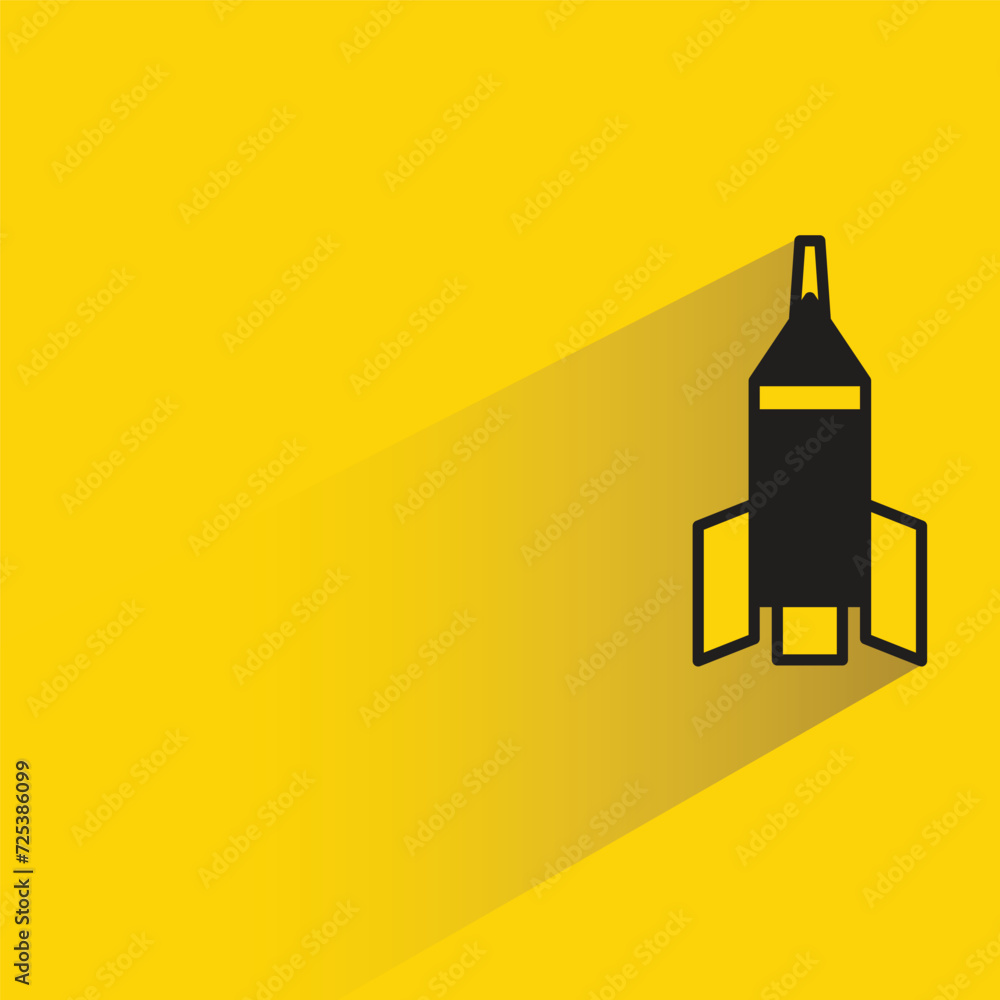 missile icon with shadow on yellow background missile icon with shadow on yellow background