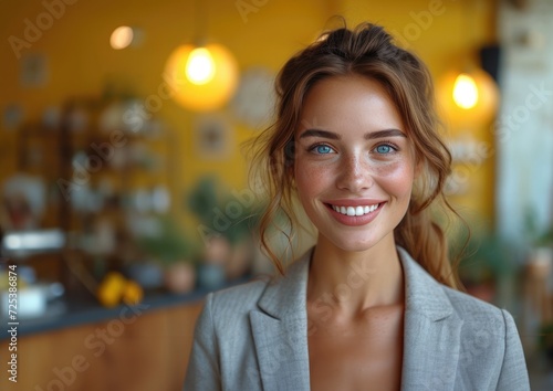 businesswoman, happy smiling female, wearing suit