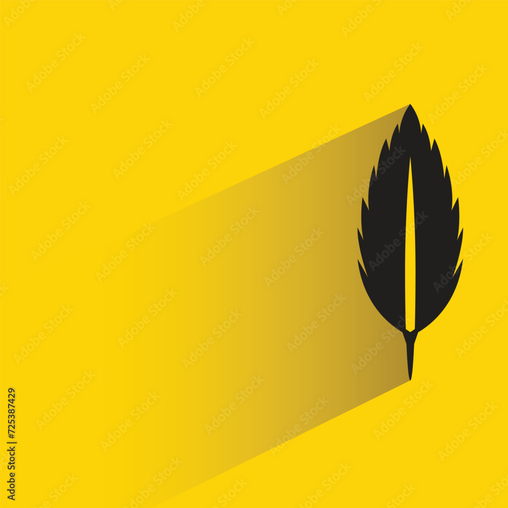 feather icon with shadow on yellow background feather icon with shadow on yellow background