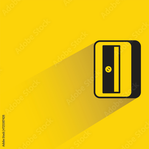 pencil sharpener icon with shadow on yellow background