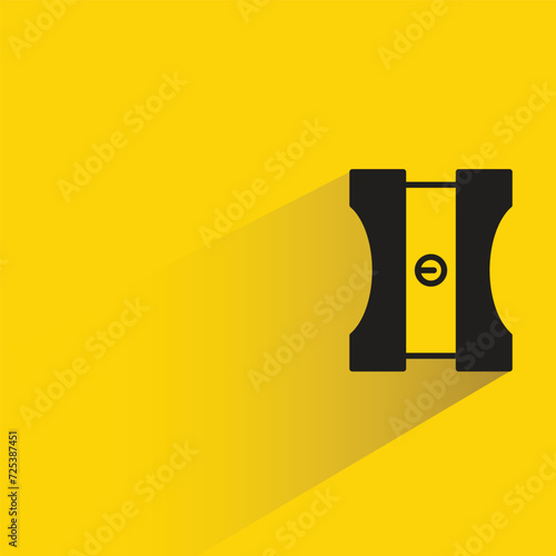 pencil sharpener icon with shadow on yellow background