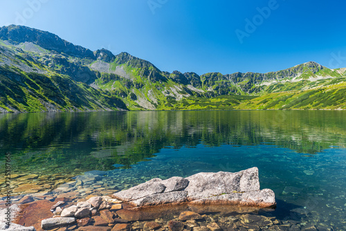 Fototapeta Naklejka Na Ścianę i Meble -  Wielki Staw Polski lake in Dolina Pieciu Stawow Polskich valley in High Tatras mountains in Poland