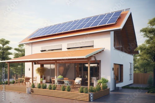 an eco-friendly house equipped with solar panels