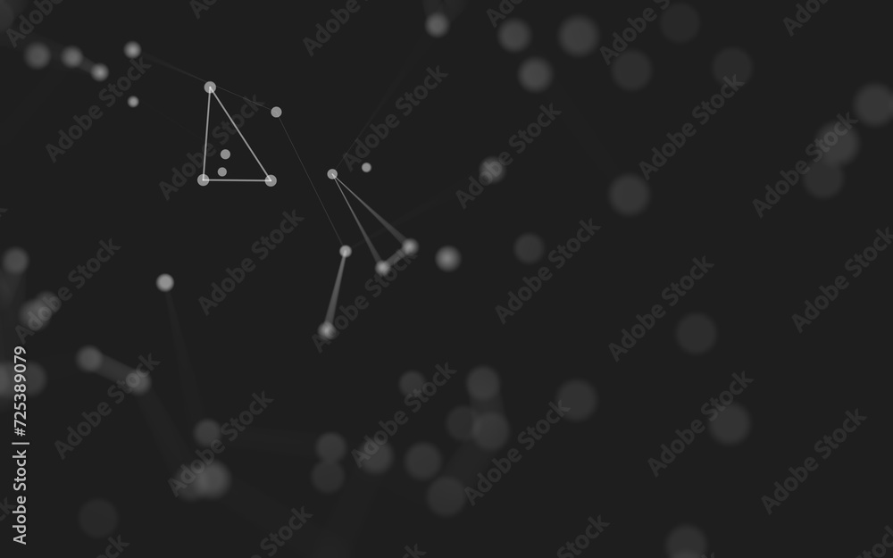 Fototapeta premium Abstract background. Molecules technology with polygonal shapes, connecting dots and lines. Connection structure. Big data visualization.