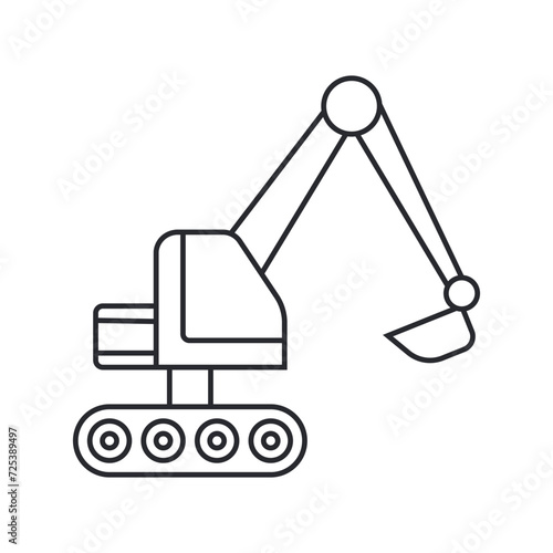 Excavator icon vector. Digger illustration sign. Shovel symbol or logo.