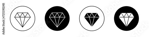 High potency icon set. Diamond product vector symbol in a black filled and outlined style. Potent substance diamond sign. photo