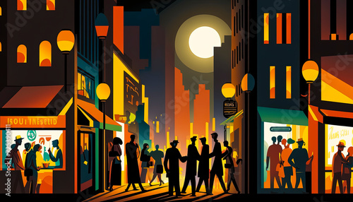 Naive illustration about urban life in the city