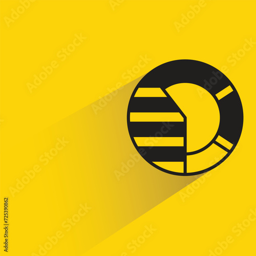 pie chart icon with shadow on yellow background