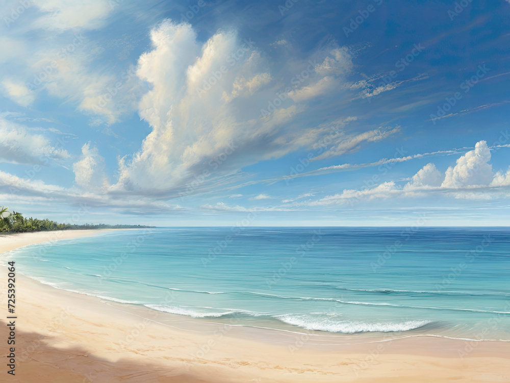 Expansive Tropical Paradise: A Panoramic Seascape with Vast Horizon, where Sky Meets Sea in Stunning Harmony Expansive Tropical Paradise: A Panoramic Seascape with Vast Horizon, where Sky Meets Sea in Stunning Harmony