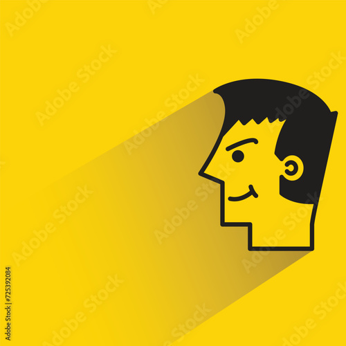 male head character with shadow on yellow background