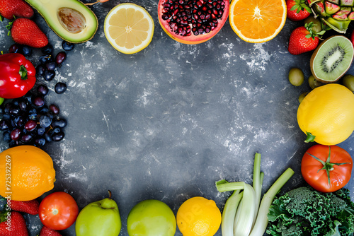 Photo fruits and vegetables flat lay