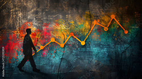 a growing chart on a grunge background, succes photo