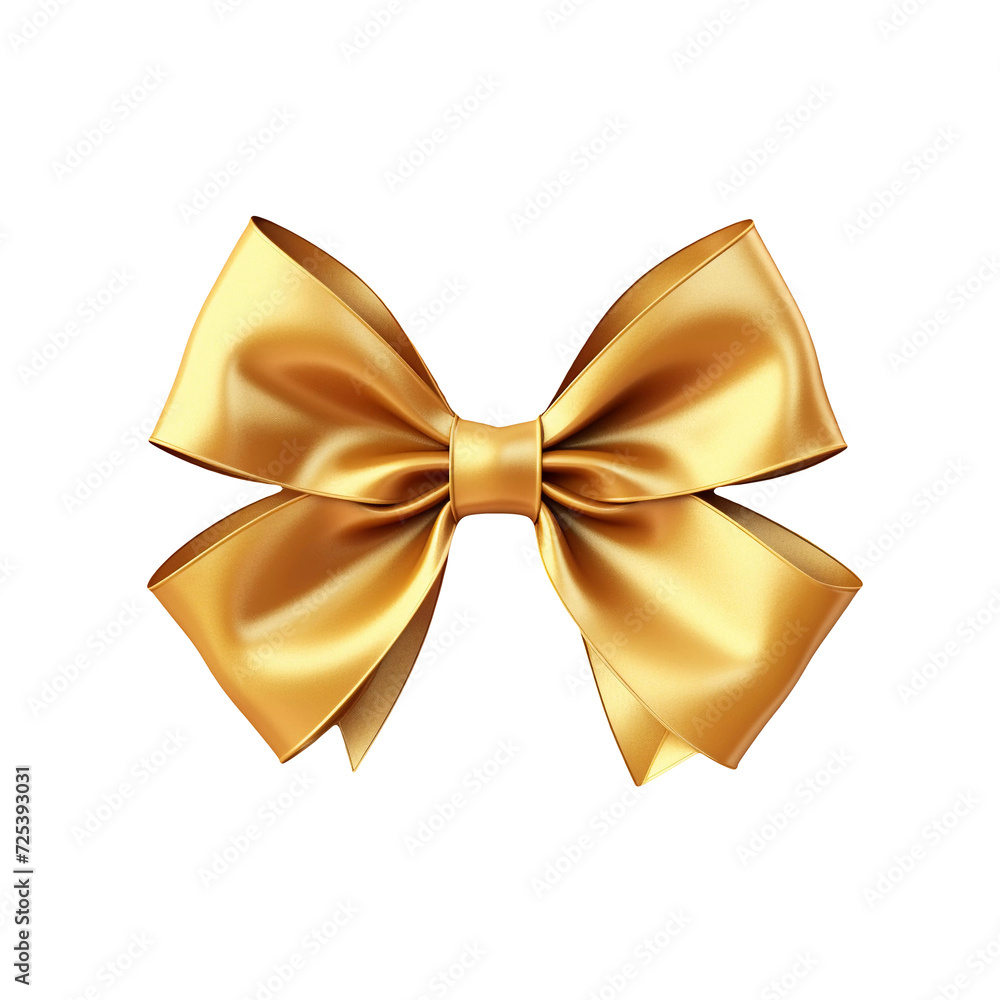 Golden bow and ribbon on transparent background. Generative ai design.