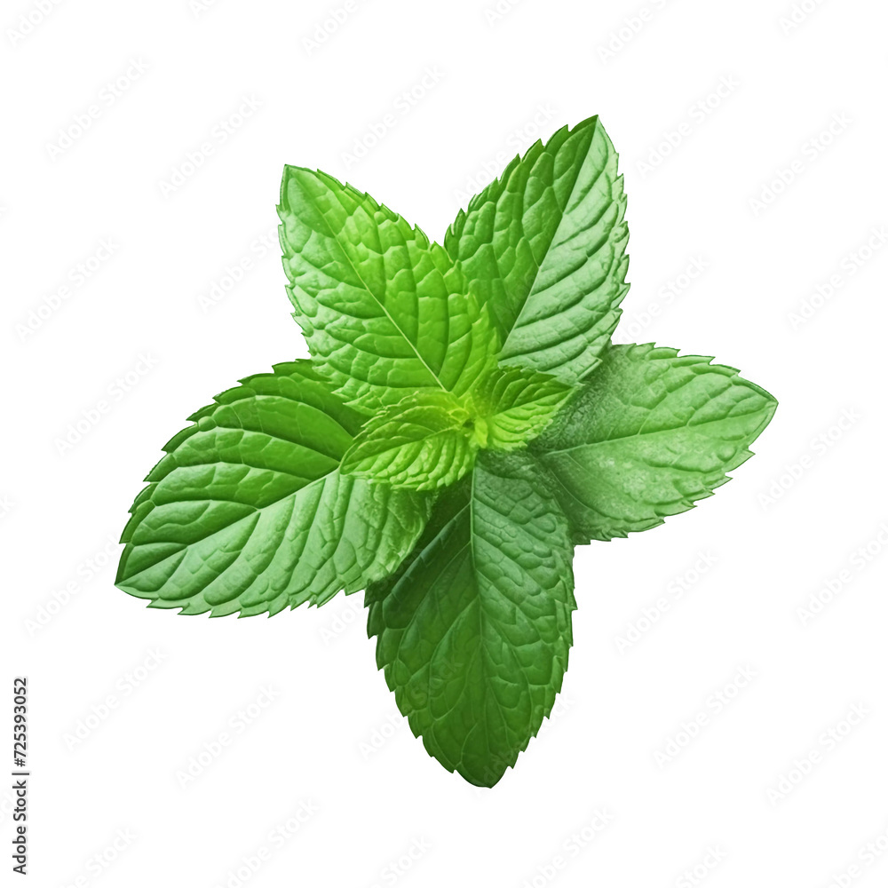 Mint leaves on transparent background. Generative ai design. Mint leaves on transparent background. Generative ai design.