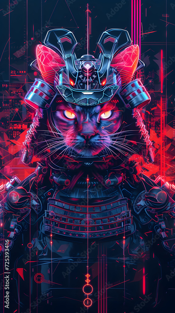  geometric samurai Cybernetic cat