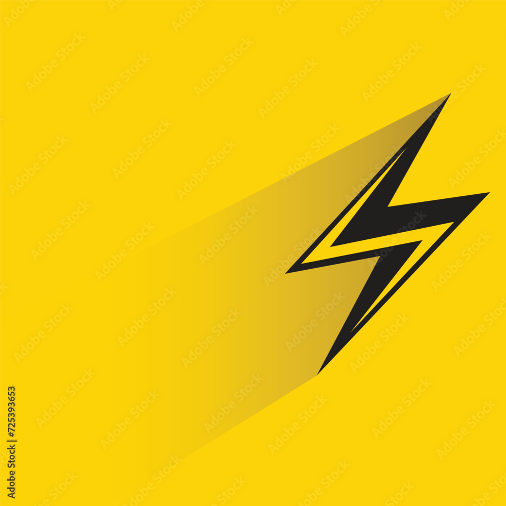 thunder bolt with shadow on yellow background thunder bolt with shadow on yellow background