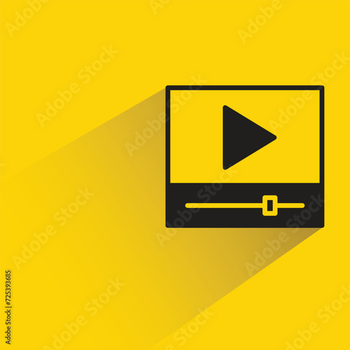 Free Download video player icon with shadow on yellow background - GFXLoad