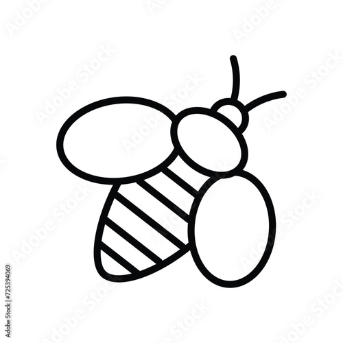 Bee icon with white background vector stock illustration
