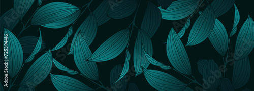 Dark green botanical vector background with branches and leaves