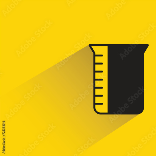 lab beaker icon with shadow on yellow background
