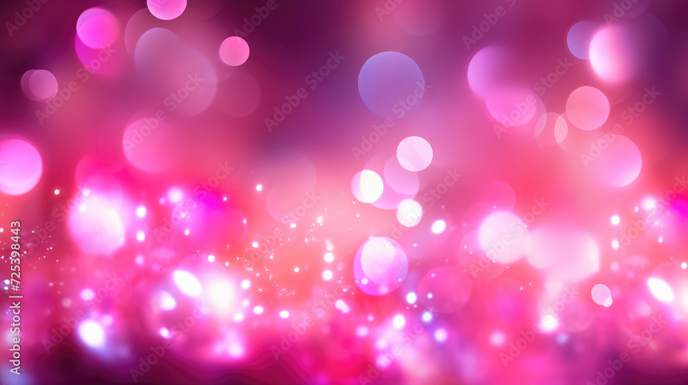 Abstract bokeh effect blurred background. Pink glitter with sparkle. Copy space..