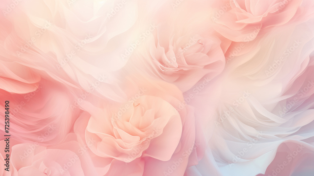 Abstract background with soft pastel tones and silk roses, suitable for use in website or social media design. Copy space. An ethereal, dreamy and enchanting texture. Abstract background with soft pastel tones and silk roses, suitable for use in website or social media design. Copy space. An ethereal, dreamy and enchanting texture.
