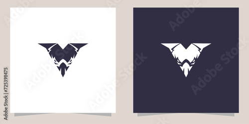 letter v with eagle logo design