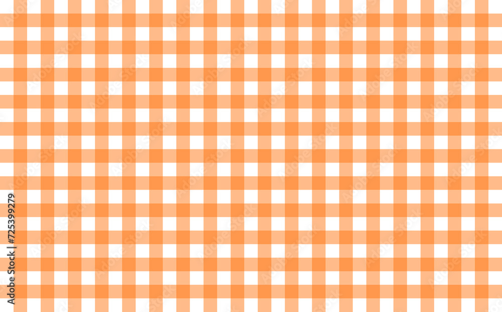 Gingham-like table cloth with pumpkin orange and white checks. Symmetrical overlapping stripes in a single solid color against white background, similar to a table or a dish cloth, or a picnic napkin Gingham-like table cloth with pumpkin orange and white checks. Symmetrical overlapping stripes in a single solid color against white background, similar to a table or a dish cloth, or a picnic napkin