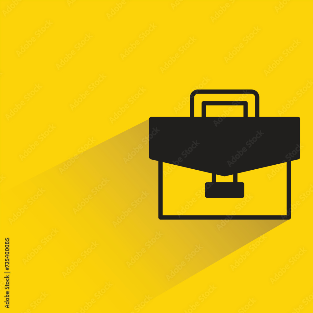 briefcase icon with shadow on yellow background briefcase icon with shadow on yellow background