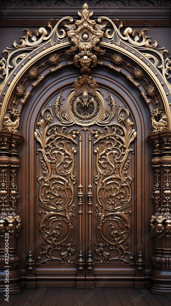 Religious symbols adorned on the doors of a church, symbolizing faith and its sacred nature.