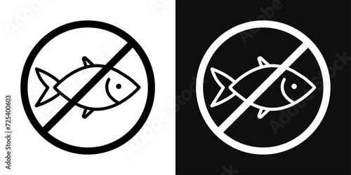 No Fish Icon Set. Vector Illustration