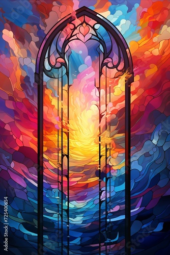 Colorful stained glass abstract background texture.