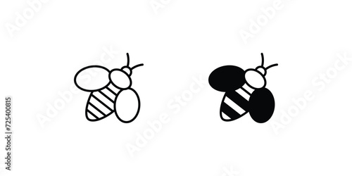 Bee icon with white background vector stock illustration