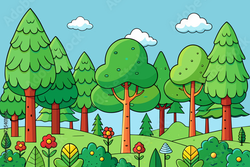 forest beautiful cartoon nature threes woodland rove
wood copse coppice taiga vector