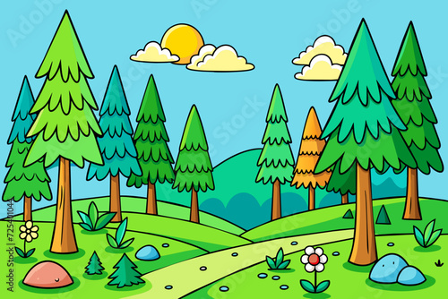 forest beautiful cartoon nature threes woodland rove
wood copse coppice taiga vector