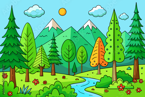 forest beautiful cartoon nature threes woodland rove
wood copse coppice taiga vector