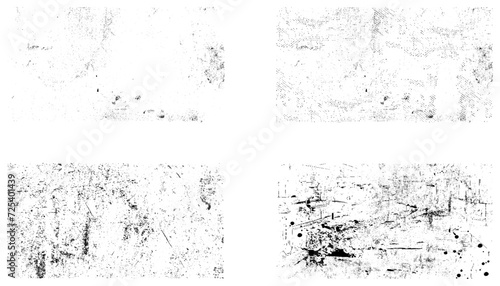 Collection of urban grungy textures. Crackle line and scratch on concrete and stone surface. Abstract vector background in black and white color.