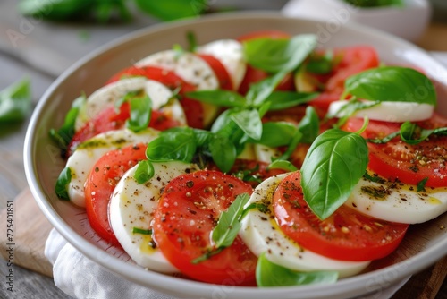 Salad Caprese with tomato mozzarella and basil