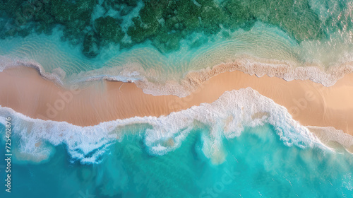 Aerial view of the sandy beach of Indian Ocean Summer holiday in Zanzibar, Africa
