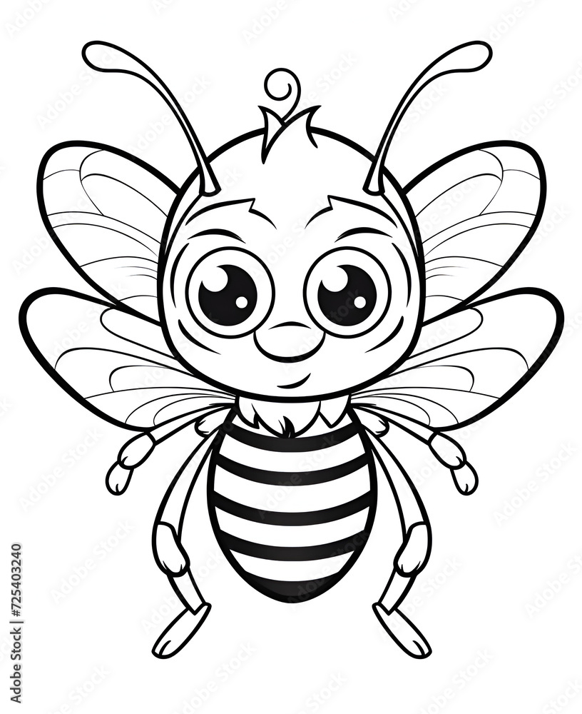 Obraz premium Bee Coloring Page, Ai generative