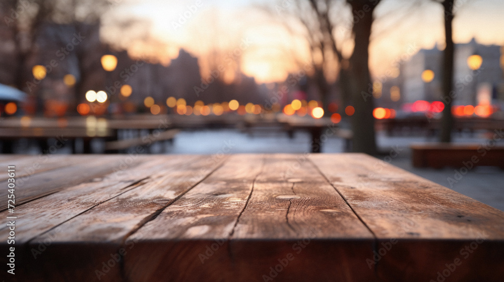 Wooden table snowy trees winter nature bokeh background, empty wood desk product display mockup snow landscape blurry abstract backdrop ads showcase Christmas time presentation. Mock up, copy space Wooden table snowy trees winter nature bokeh background, empty wood desk product display mockup snow landscape blurry abstract backdrop ads showcase Christmas time presentation. Mock up, copy space