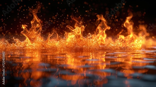 Intense Flames Rising Against a Dark Background, Capturing the Essence of Fire © photolas